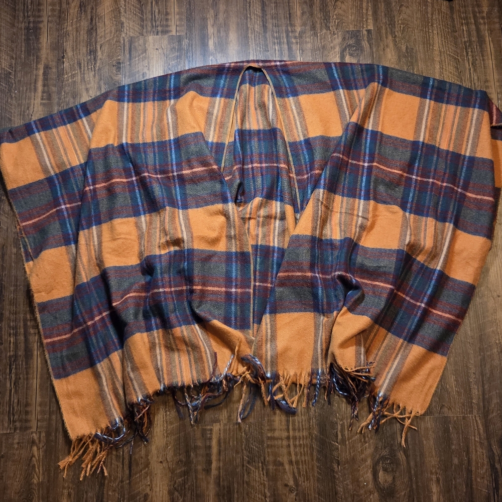 Vibrant Orange and Blue Plaid Women's Scarf